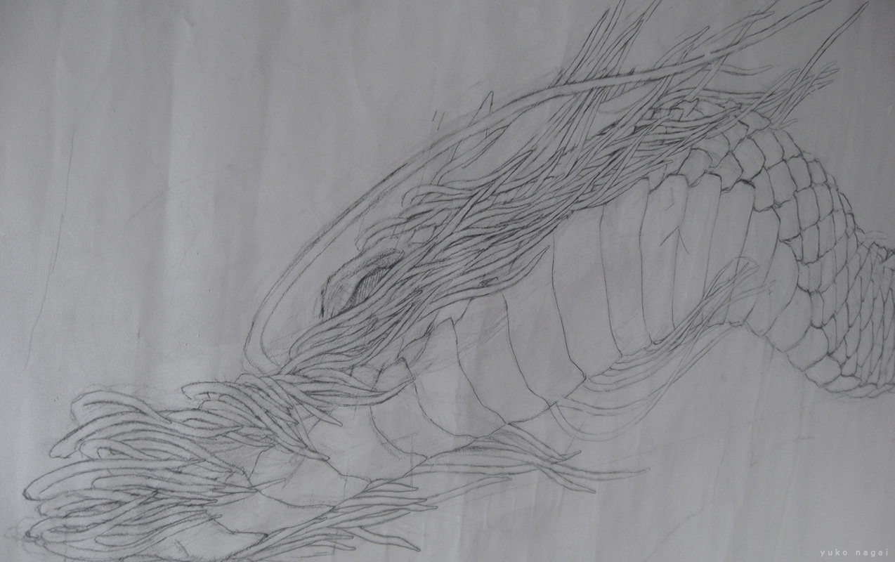 Dragon pencil drawing.